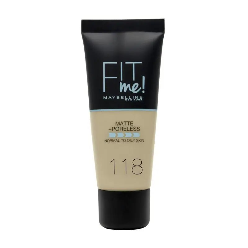 Maybelline New York Fit Me Matte & Refine Foundation Foundation Farbton 118 Nude Passt sich Ihrem Hautton und Ihrer Textur an - 30Ml
