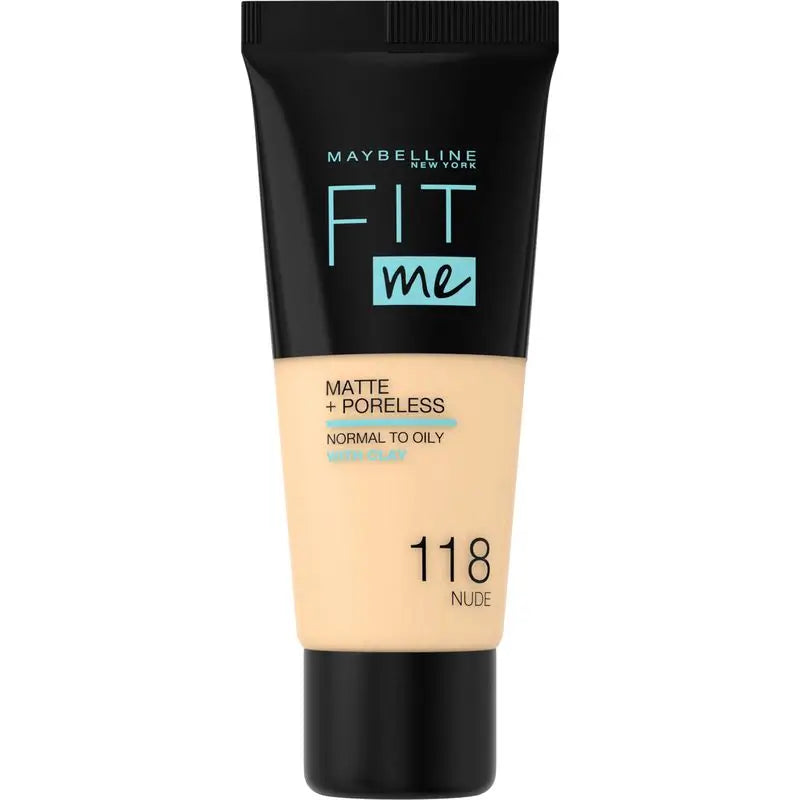 Maybelline New York Fit Me Matte & Refine Foundation Foundation Farbton 118 Nude Passt sich Ihrem Hautton und Ihrer Textur an - 30Ml