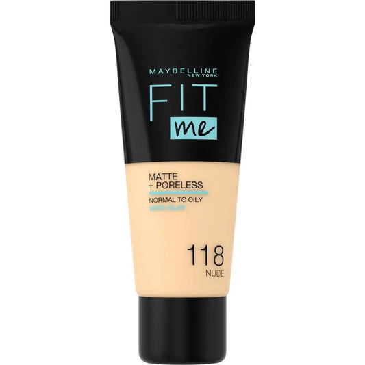 Maybelline New York Fit Me Matte & Refine Foundation Foundation Farbton 118 Nude Passt sich Ihrem Hautton und Ihrer Textur an - 30Ml
