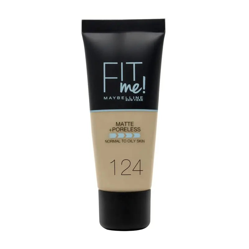 Maybelline New York Fit Me Matte & Refine Foundation Foundation Farbton 124 Soft Sand Passt zu Ihrem Hautton & Textur Medium Light - 30Ml
