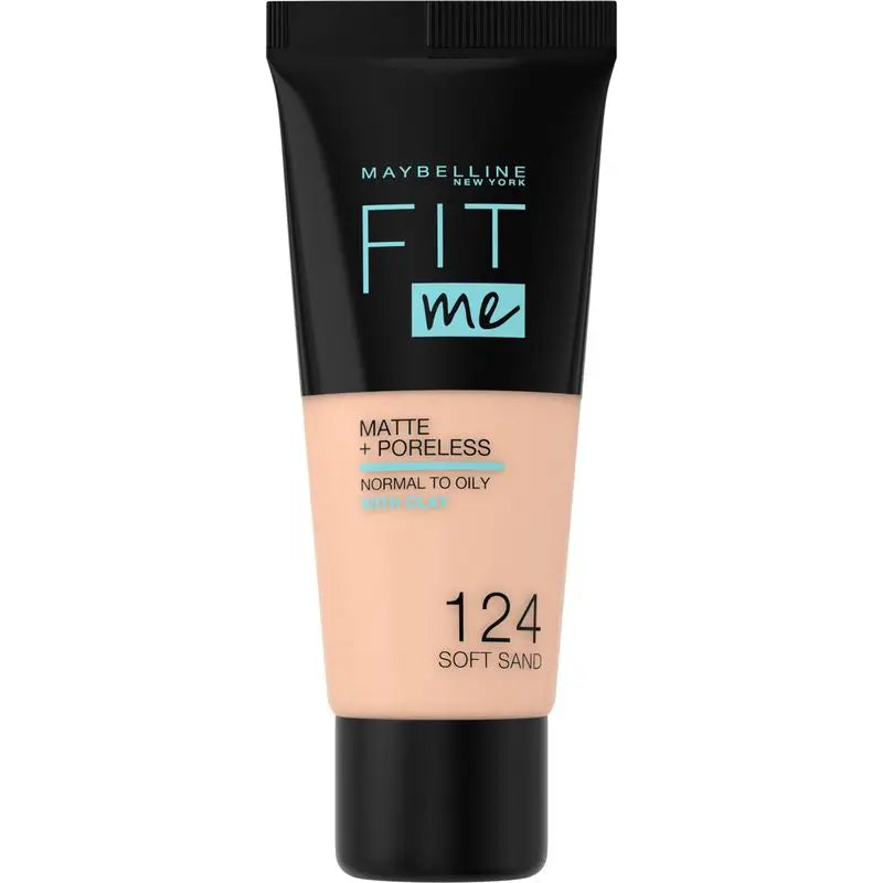 Maybelline New York Fit Me Matte & Refine Foundation Foundation Farbton 124 Soft Sand Passt zu Ihrem Hautton & Textur Medium Light - 30Ml