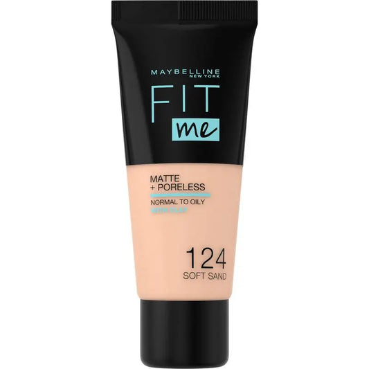 Maybelline New York Fit Me Matte & Refine Foundation Foundation Farbton 124 Soft Sand Passt zu Ihrem Hautton & Textur Medium Light - 30Ml