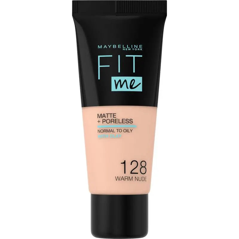Maybelline New York Fit Me Matte & Refine Foundation Foundation Farbton 128 Warm Nude Passt zu Ihrem Hautton & Textur Medium Light - 30Ml