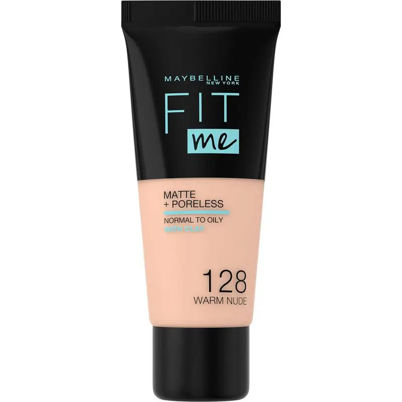 Maybelline New York Fit Me Matte & Refine Foundation Foundation Farbton 128 Warm Nude Passt zu Ihrem Hautton & Textur Medium Light - 30Ml