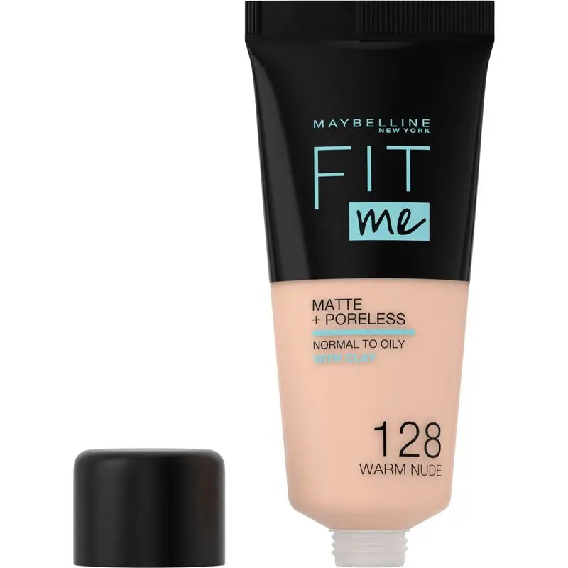 Maybelline New York Fit Me Matte & Refine Foundation Foundation Farbton 128 Warm Nude Passt zu Ihrem Hautton & Textur Medium Light - 30Ml