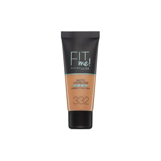 Maybelline New York Fit Me Matte & Refine Foundation Foundation Farbton 332 Golden Caramel Calca A Tu Tono Y Textura Piel Oscuras - 30Ml