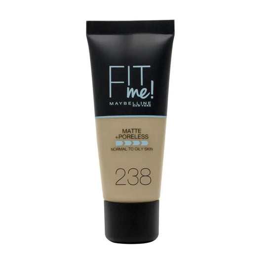 Maybelline New York Fit Me Matte & Refine Pores Shade 238 Rich Tan Foundation Passt sich Ihrem Ton & Textur mittlerer Hauttöne an - 30Ml