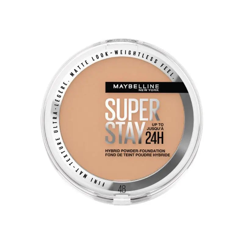 Maybelline New York Superstay Hybrid 24H Powder Foundation, Superabdeckung, Superleicht, bis zu 24 Stunden, Farbton 48