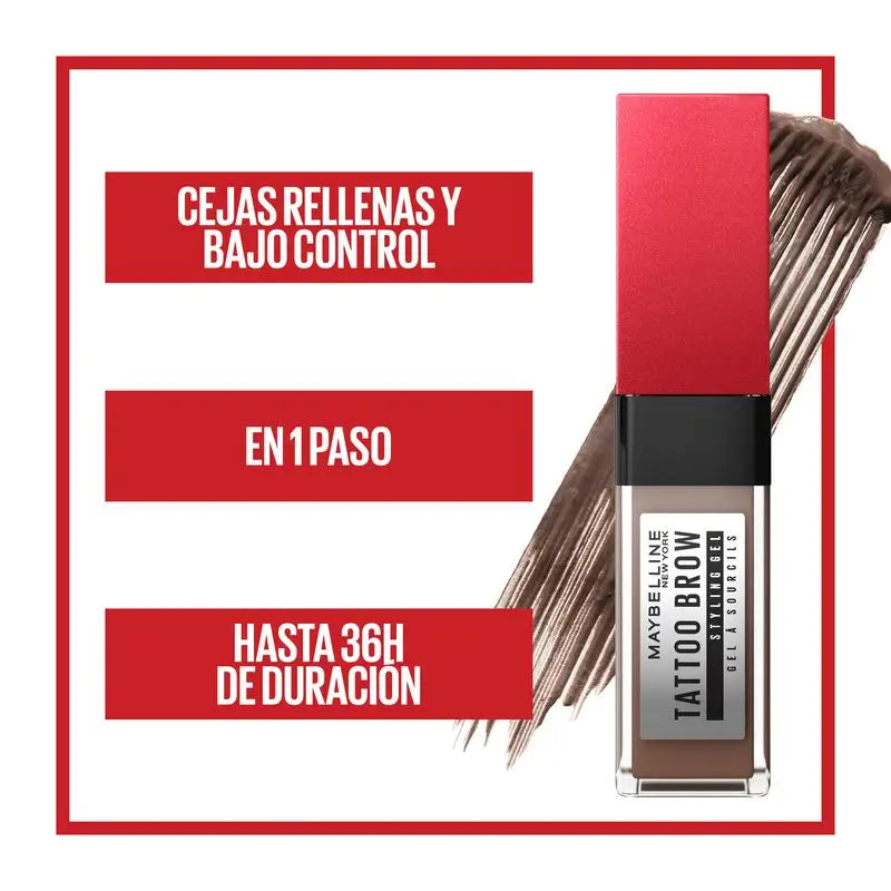 Maybelline New York Tattoo Brow Gel Brow Filler, Farbton 262 Schwarzbraun