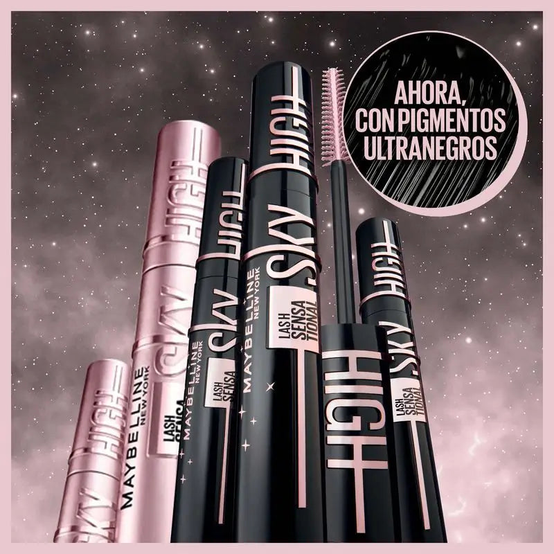 Maybelline New York Lash Sensational Sky High Cosmic: Ultraschwarze Wimperntusche mit Länge und Volumen