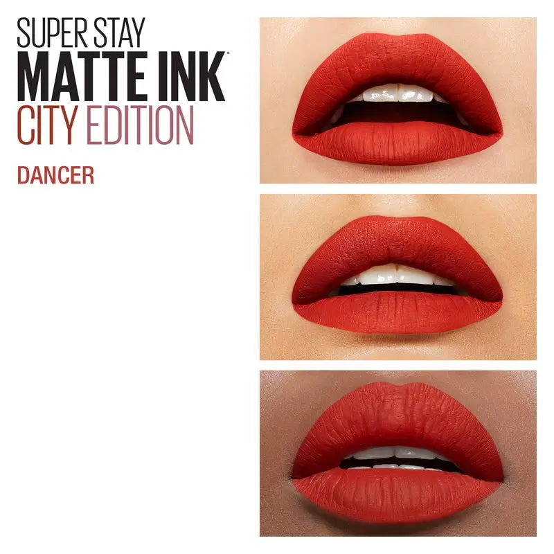 Maybelline New York Superstay Matte Lipstick Long Wear Superstay Matte Ink City Edition Shade 118 Dancer Farbe Rot