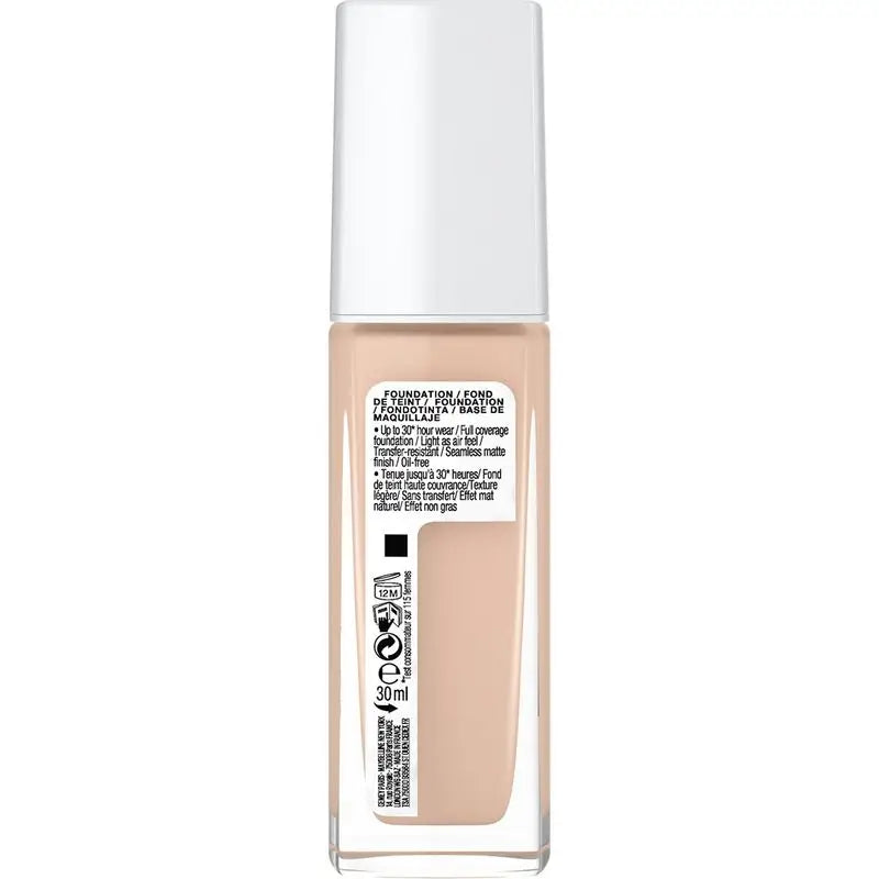 Maybelline New York Superstay Activewear 30H Foundation Lang anhaltende und hohe Deckkraft. Farbton 05 Light Beige.