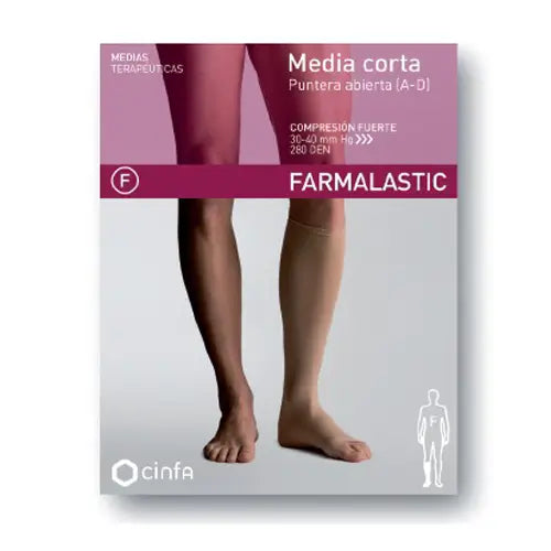 Farmalastic Short Stocking Strong Compression Open Toe, Size Small, Single Unit
