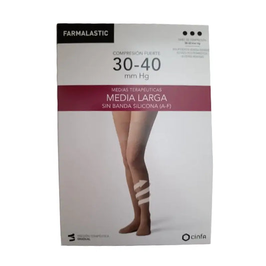 Farmalastic Langer Strumpf Starke Kompression Beige, Größe M