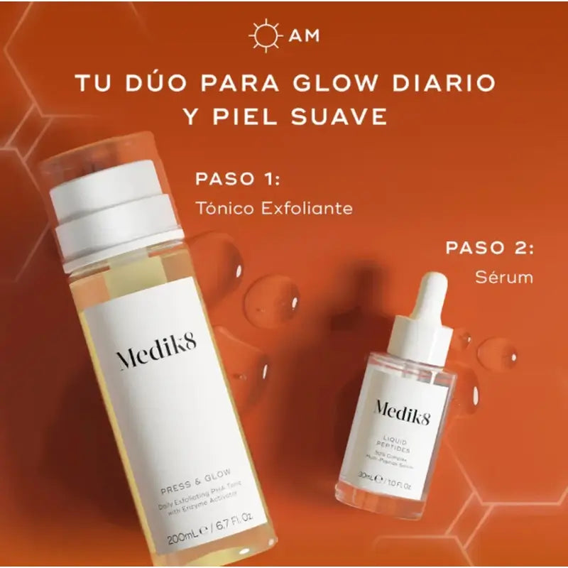 Medik8 Luminous Lift Press Glow 200 ml + Flüssige Peptide 30 ml