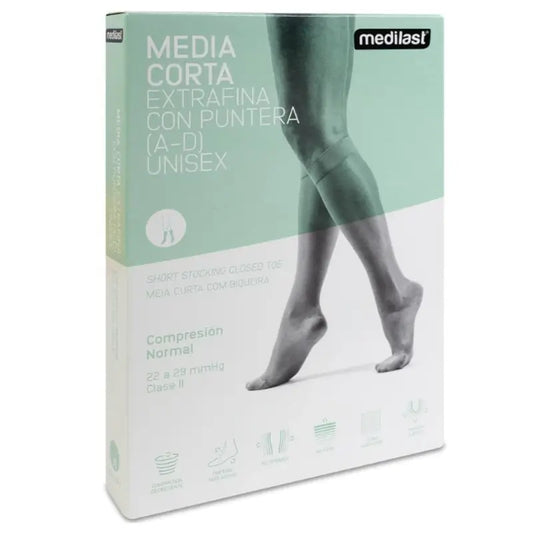Medilast Normal Kurzstrumpf mit Zehenkappe Schwarz Medium