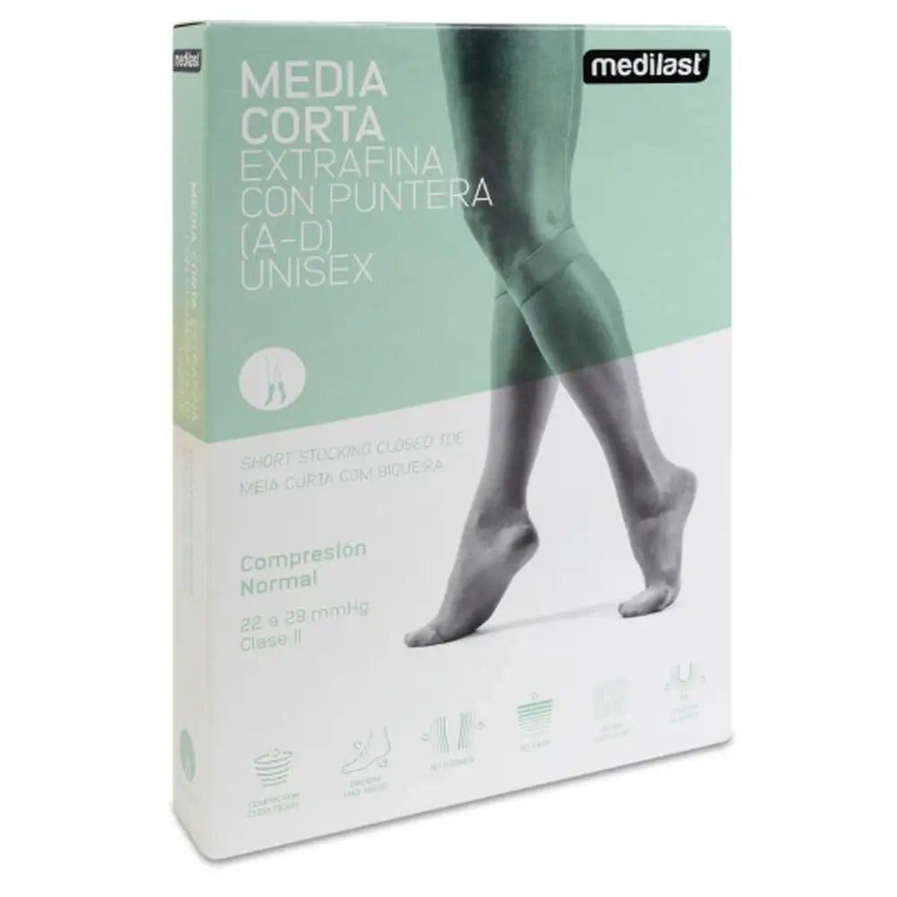 Medilast Kurzstrumpf mit Spitze Schwarz Klein