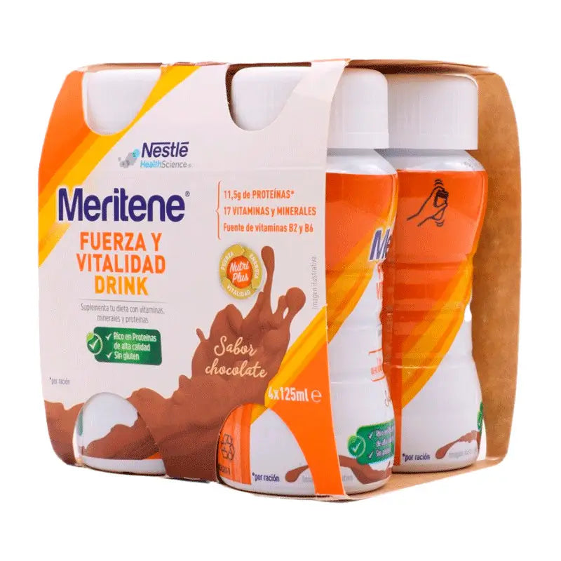Meritene Strength & Vitality Drink Chocolate Flavour Shake, 4X125 ml