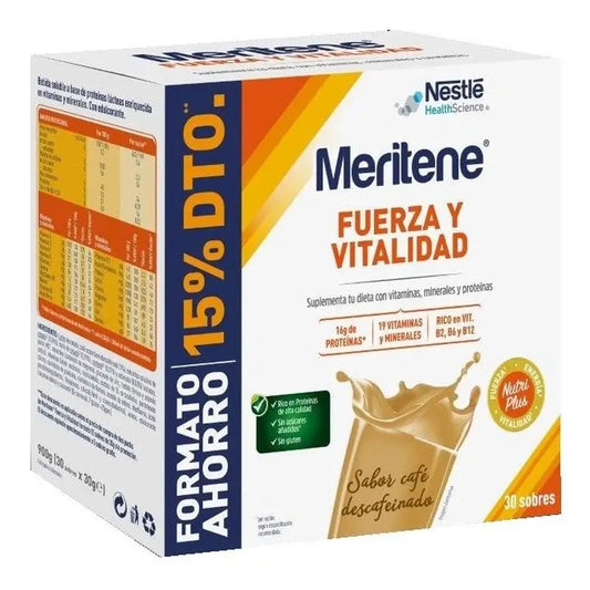 Meritene Kraft & Vitalität Entkoffeinierter Kaffee Sparformat, 30 Portionsbeutel