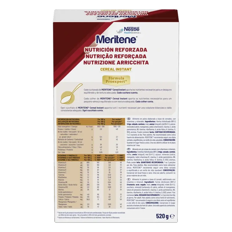 Meritene Müsli Instant Creme aus 8 Müslis mit Honig, 520 g