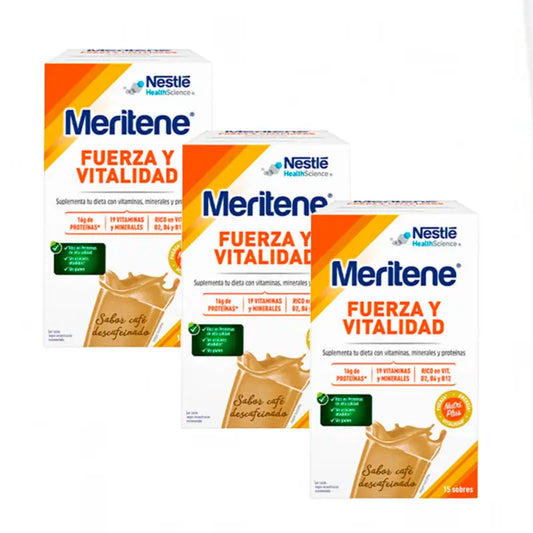 Meritene Strength & Vitality Entkoffeinierter Shake mit Kaffeegeschmack 3x15 Umschläge