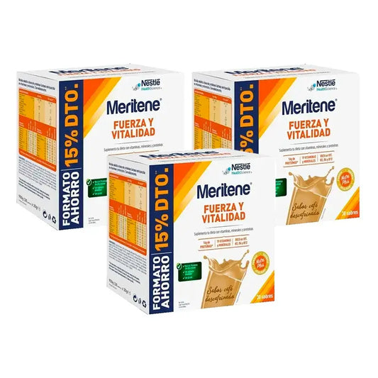 Meritene Stärke & Vitalität Entkoffeinierter Kaffee Sparpaket 3 x 30 Portionsbeutel