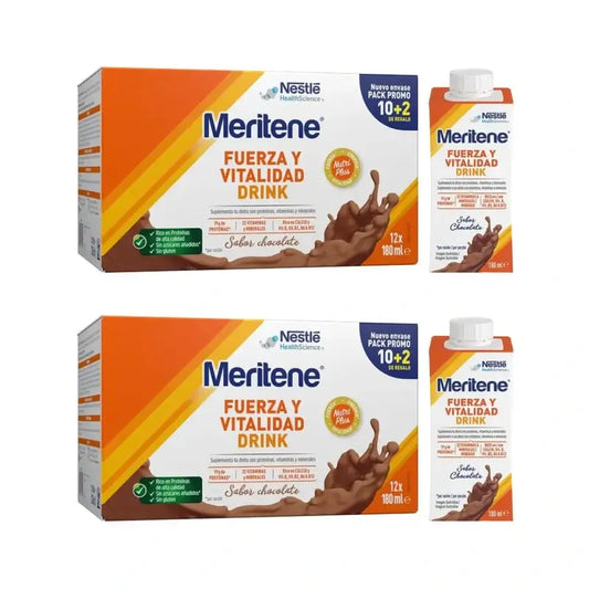 Meritene Kraft & Vitalität Getränk Schokolade, 10+2 x 180 ml, 2er-Pack