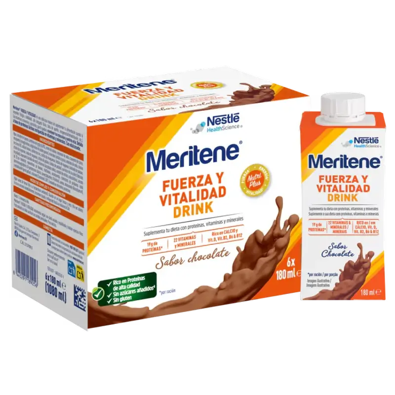 Meritene Kraft- und Vitalitätsgetränk Schokolade, 2er-Pack, 6x180 ml