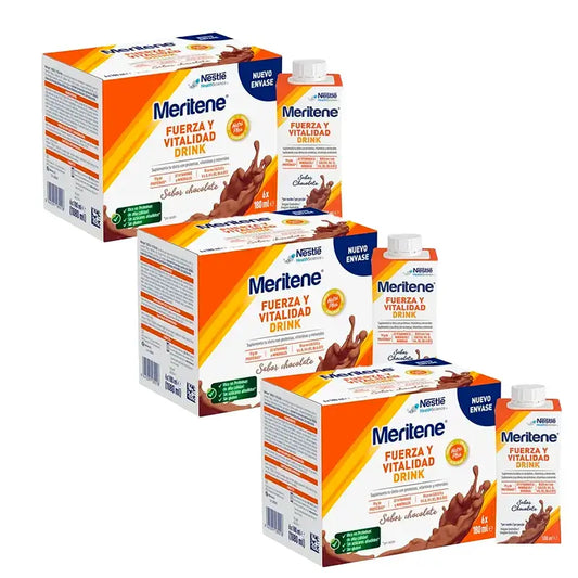 Meritene Kraft- und Vitalitätsgetränk Schokolade, 3er-Pack 6 x 180 ml