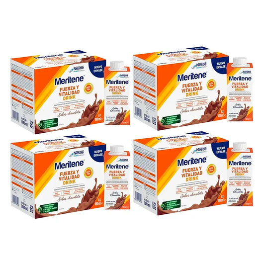 Meritene Kraft- und Vitalitätsgetränk Schokolade, 4er-Pack 6 x 180 ml