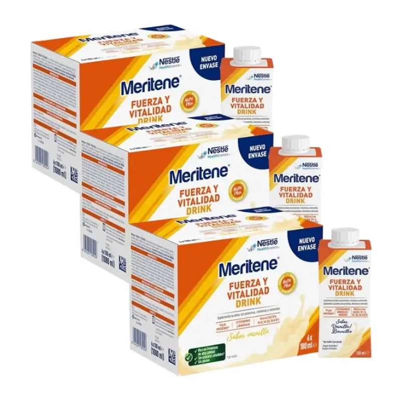 Meritene Strength & Vitality Drink Vanilla Pack 3 x 6 x 180 ml