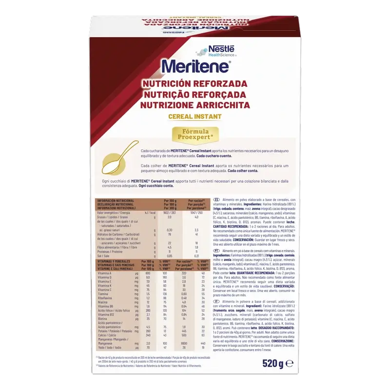 Meritene Reinforced Nutrition Instant Cereal - Kakao , 1 Beutel mit 520 Gramm