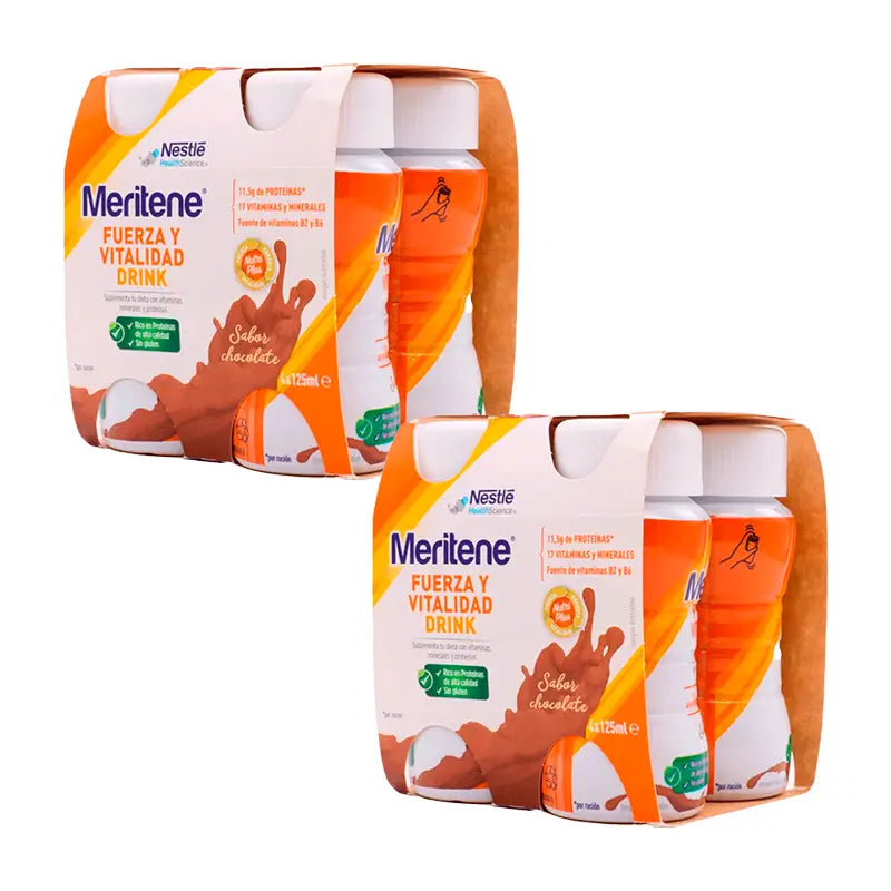 Meritene Kraft- und Vitalitätsgetränk Shake mit Schokoladengeschmack, 8X125 ml