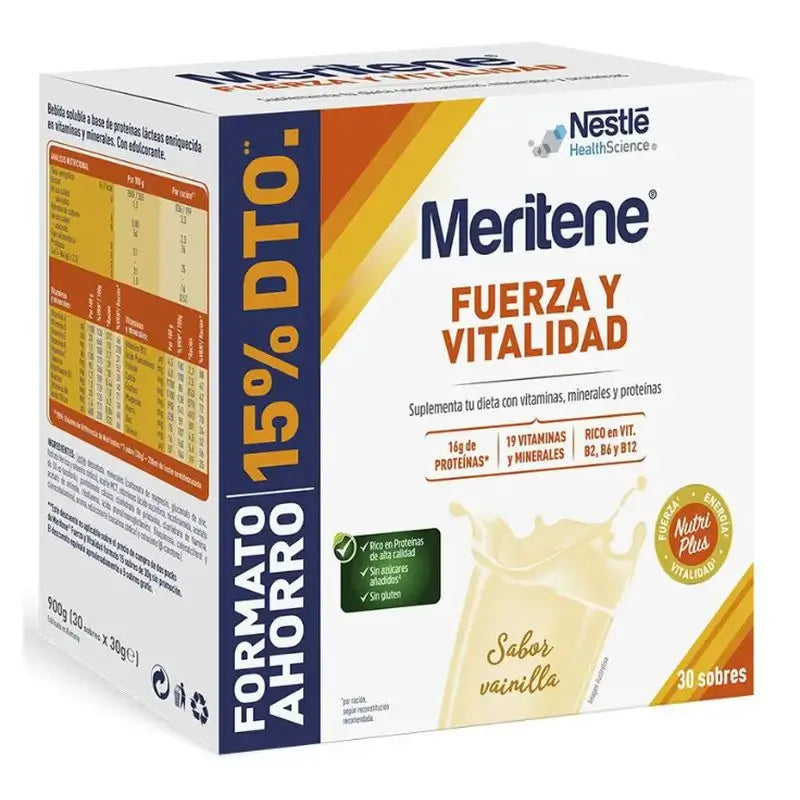 Meritene Kraft & Vitalität Vanille Sparpackung, 30 Beutel