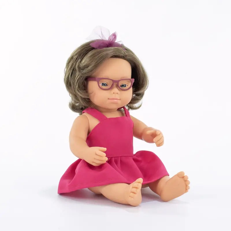 Miniland Down-Syndrom-Puppe mit Brille 38 cm Meine Freunde und ich