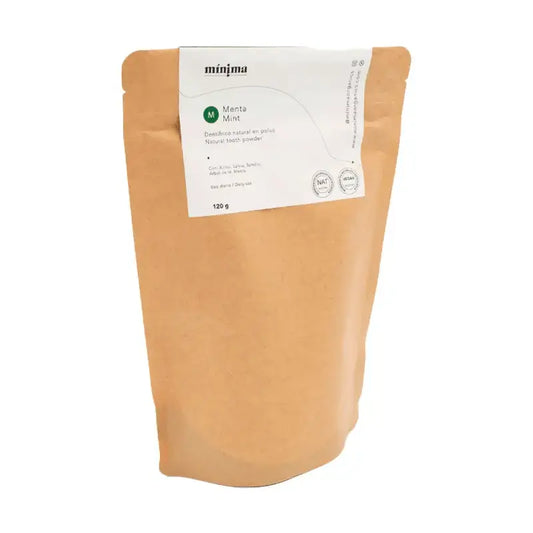 Minima Organics Fluoridfreies veganes Zahnpasta-Pulver im kompostierbaren Beutel - 120 g