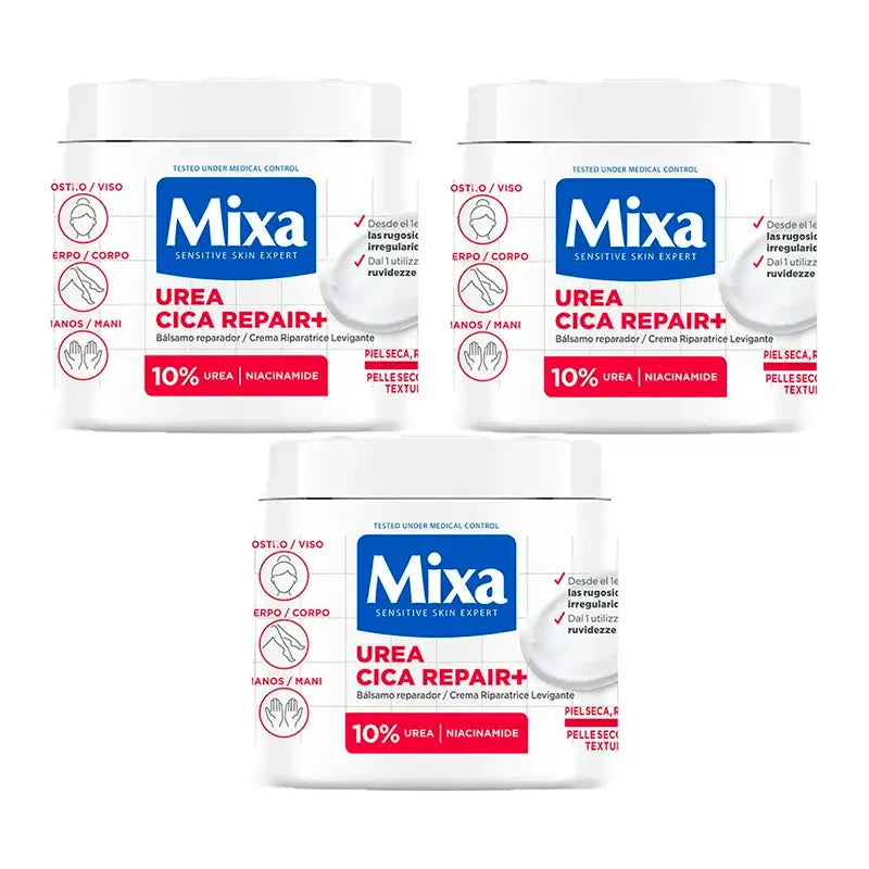 Mixa Triple Urea Cica Repair+ Repair Balm für trockene, raue und unregelmäßige Haut 3 x 400Ml