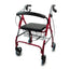 Andador 4 Ruedas Plegable y Regulable En Altura con Cesta, Asiento y Respaldo Acolchado, Color Rojo
