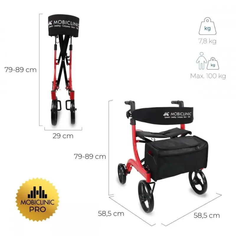 Mobiclinic Großer vierrädriger Gehwagen - faltbar - Sitz & Rückenlehne - Frontkorb - Modern - Ungeschlagen X1