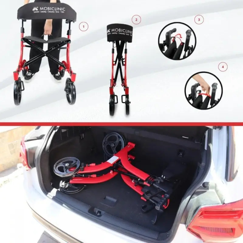 Mobiclinic Großer vierrädriger Gehwagen - faltbar - Sitz & Rückenlehne - Frontkorb - Modern - Ungeschlagen X1