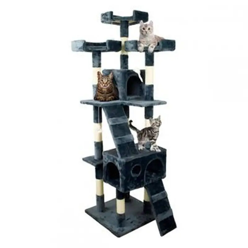 Mobiclinic Katze Kratzbaum groß 4 Höhen 50X50X170Cm Grau Tom