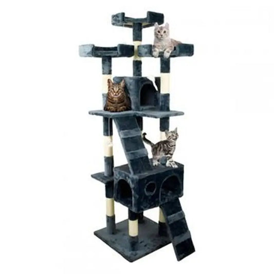 Mobiclinic Katze Kratzbaum groß 4 Höhen 50X50X170Cm Grau Tom