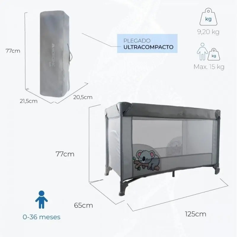 Mobiclinic Mofli Faltbares Reisebett Grau