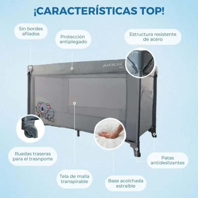 Mobiclinic Mofli Faltbares Reisebett Grau