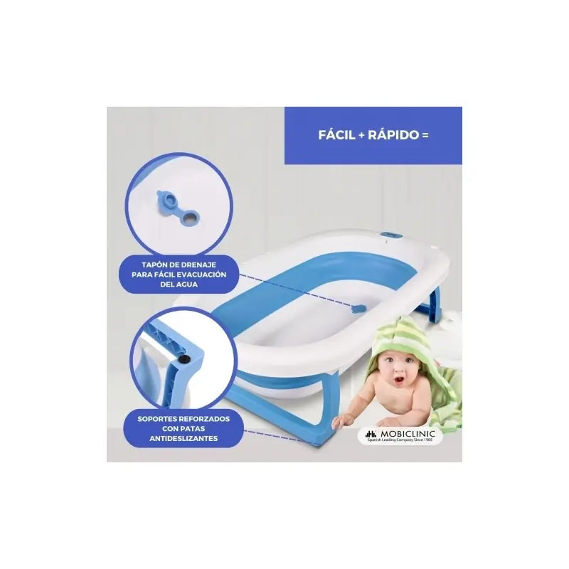 Mobiclinic Baby Bath Pack - Baby-Badewanne - faltbar - Anti-Rutsch - blau - Badethermometer - quecksilberfrei