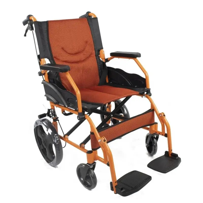 Mobiclinic Faltrollstuhl Aluminium Aluminium Bremse auf Hebel Lenker Fußstütze Armlehne Orange Pyramide