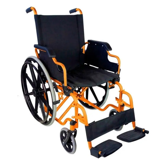 Mobiclinic Faltrollstuhl mit klappbaren Armlehnen Orange