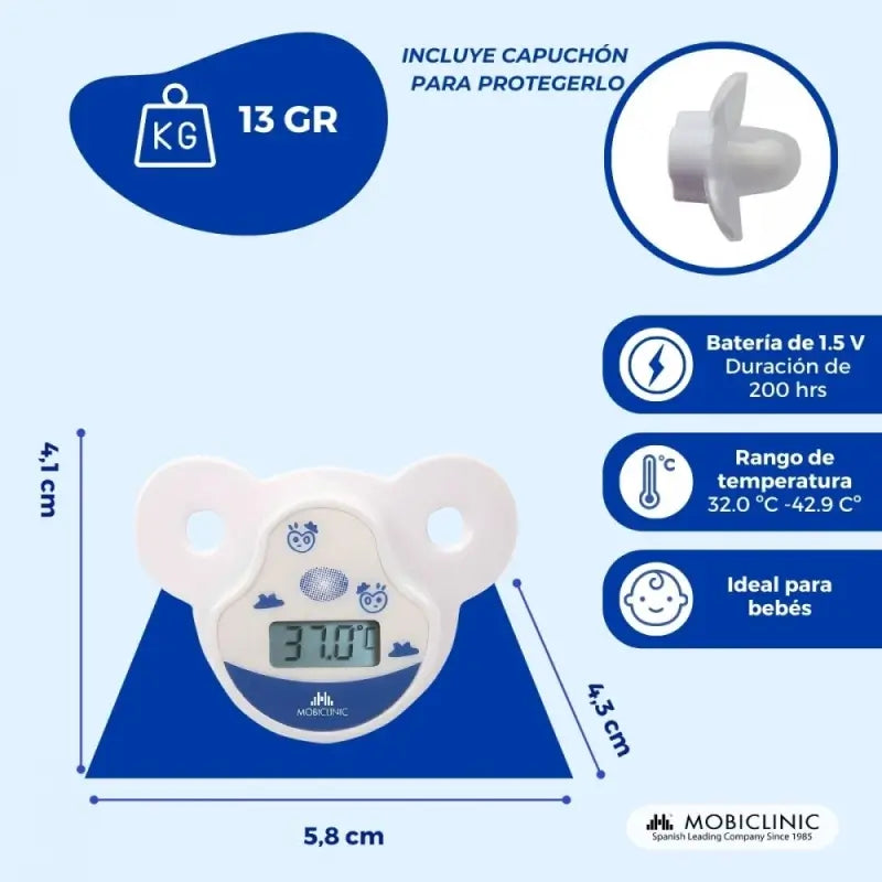Mobiclinic Schnuller geformt Digital-Thermometer - Kinder - Runde Spitze - Soft Schnuller - LCD-Display