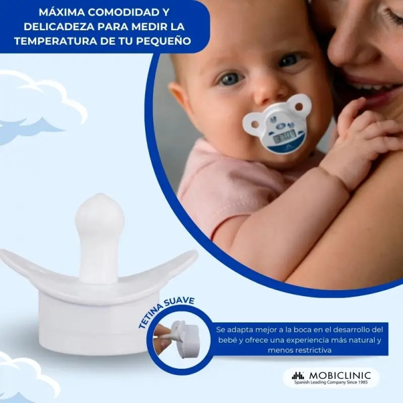 Mobiclinic Schnuller geformt Digital-Thermometer - Kinder - Runde Spitze - Soft Schnuller - LCD-Display