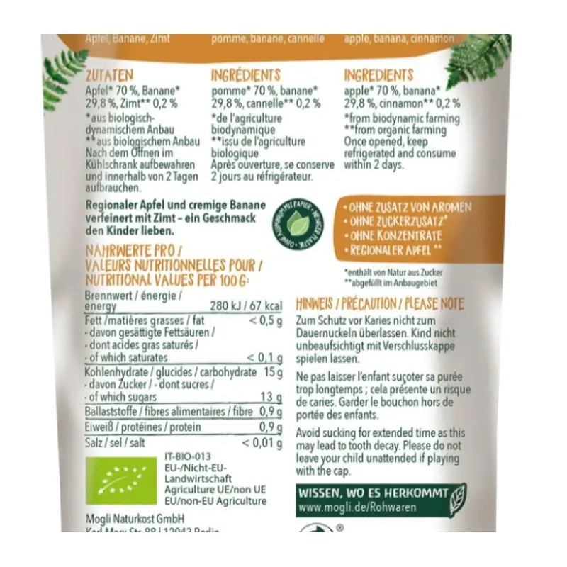 Mogli Smoothie Apfel Apfel Banane Zimt 6Udsx120Gr Demet**